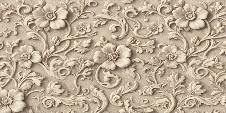 Detailed sandstone floral relief carving decorative wall panel pattern with bas relief sandstone sculpture decorative architecture ornamental