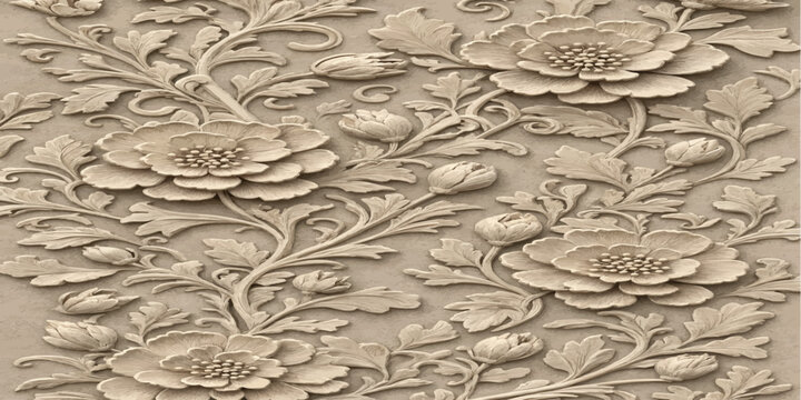 Intricate floral stone carving relief vertical decorative panel with bas relief sculpture sandstone vertical decorative architecture ornamental
