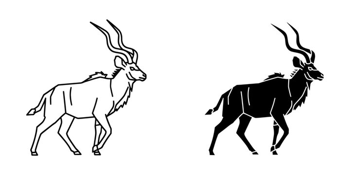 Kudu antelope walking vector illustration design with antelope wildlife silhouette illustration collection movement wilderness herbivore creature