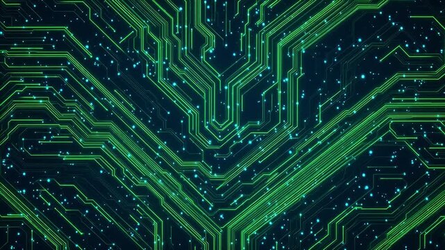 Circuit board pattern with glowing lines