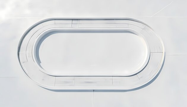 Flat lay upward view of white oval track architecture for business expansion