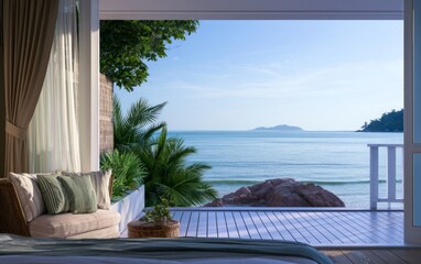 Fototapeta premium Luxurious Oceanfront Accommodation with Private View and Tropical Surroundings