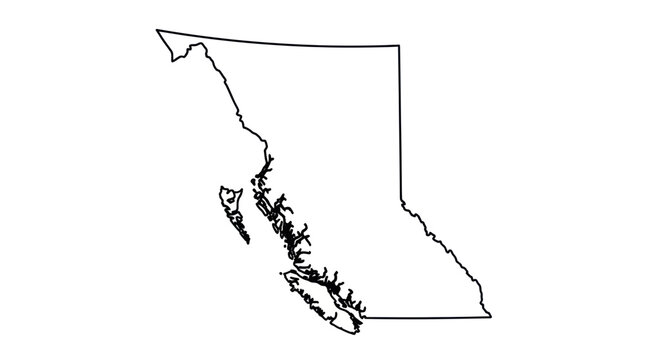 Minimalist outline map of british columbia province in canada