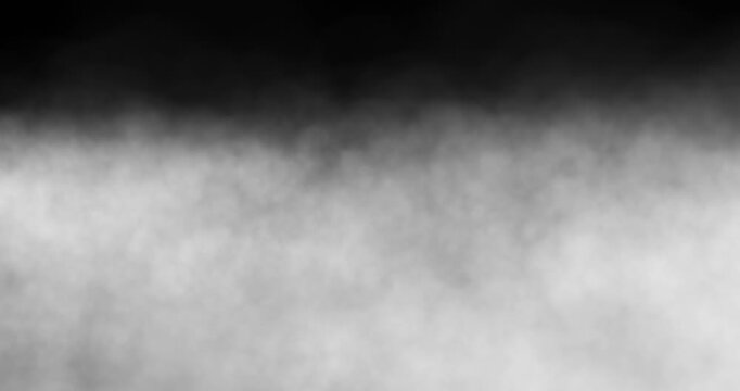 Loop black and whit cloud of smoke flying motion background.