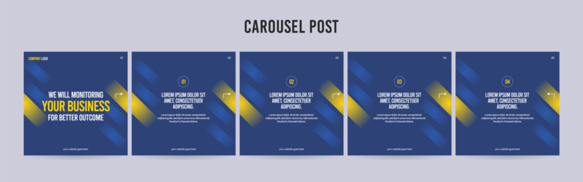 Editable Instagram Carousel Post Layout Set, Social Media Marketing microblog template design, tips & tricks linkedin post template, eps 10.