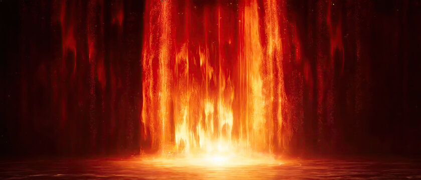 Fiery Red Flame Waterfall Abstract Visual