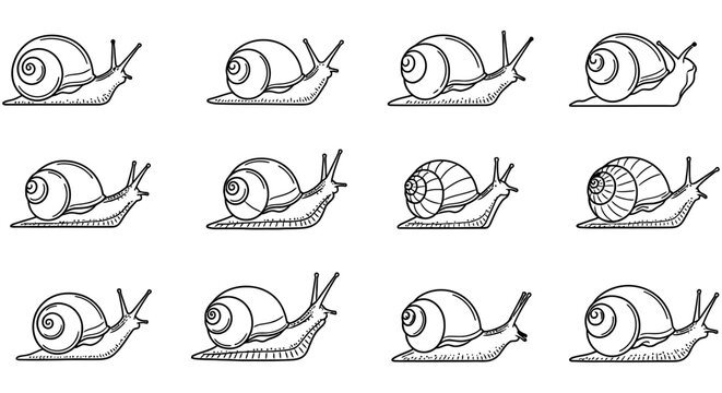 Snail Line Art Pattern Repeating Illustration Of Gastropods