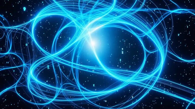 Blue glowing lines in space