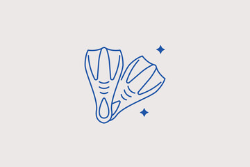 Pair of professional swimming flippers diving fins line icon for ocean scuba snorkeling gear shop, aquatic athlete training. Smart vector illustration for underwater sport. © HenryFord