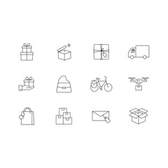 Fototapeta premium Delivery & Packaging Icons Set – Shipping & Retail Outline Vector Collection