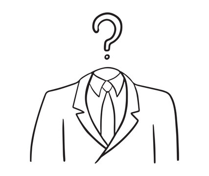 hand drawn icon illustration for questioning a person, person without identity, who will be the person?