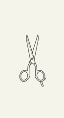 Fototapeta premium Minimalist black and white line art scissors