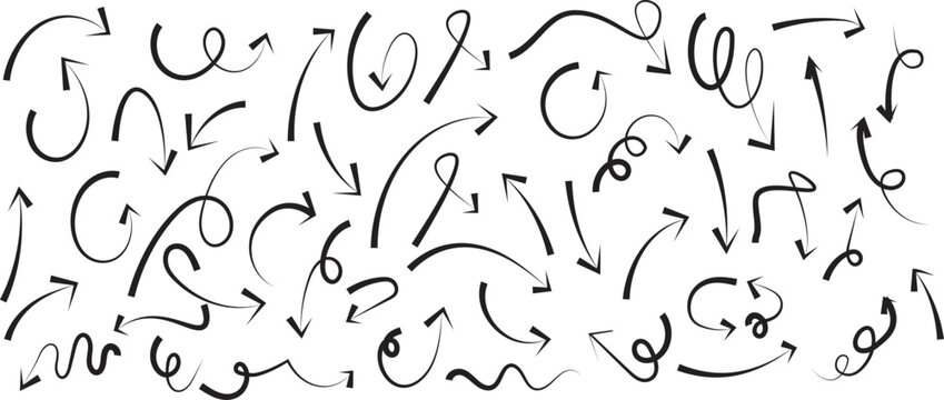 Line arrow icon set in hand drawn presentation graphics for professional step-by-step tutorial layouts and corporate creative websites
