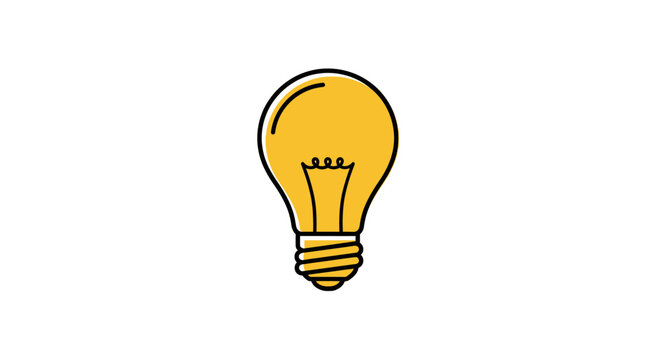 Illustrated light bulb graphic representing innovation, ideas, and creative concepts no comma