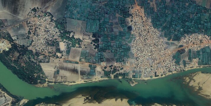 Satellite View Segou Niger River Tributary Junction