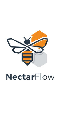 NectarFlow bee logo with geometric honeycomb hexagon shapes.