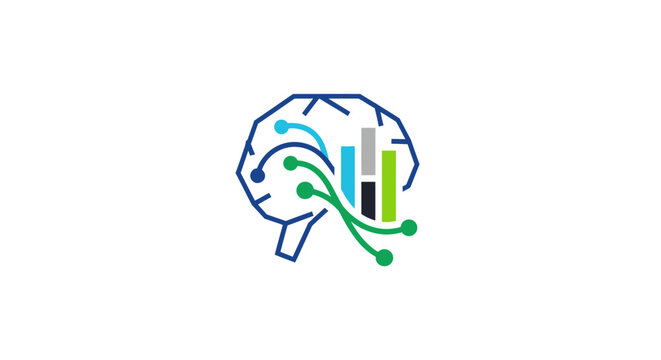 Brain data analytics logo representing insights, and intelligence solutions for business