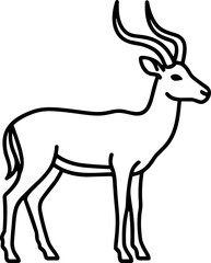 Elegant Antelope Line Art Silhouette, Graceful Wildlife Profile © Rdyg