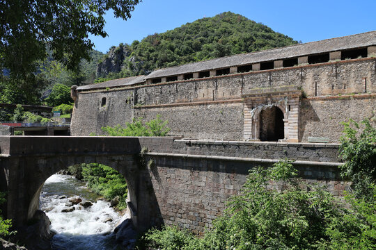 Medieval city wall of Villefranche-de-Conflent, France  
