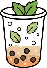 Refreshing Bubble Tea with Mint Leaves and Tapioca Pearls © Rdyg