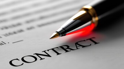 Fototapeta premium Close-up View of Contract Document with Elegant Pen Highlighting Importance of Legal Agreements in Business Transactions