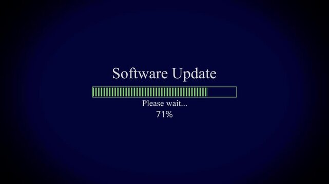 Software Update Icon Animation on Black Background. System Upgrade and Installation Progress Concept. Updating Software Process with Progress Bar and Completion Notification. 4K Videos..!!