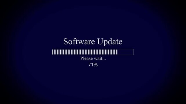 Software Update Icon Animation on Black Background. System Upgrade and Installation Progress Concept. Updating Software Process with Progress Bar and Completion Notification. 4K Videos..!!
