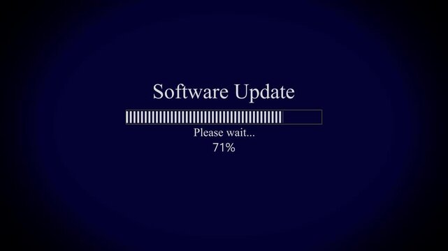 Software Update Icon Animation on Black Background. System Upgrade and Installation Progress Concept. Updating Software Process with Progress Bar and Completion Notification. 4K Videos..!!