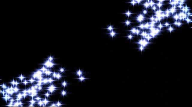 2d glitter star sparkle animation, magic line dust path, pixie dust trail, cartoon glitter, white stars and bokeh lights sparkle, magic sparkles glitter line stars, black screen 4k video.