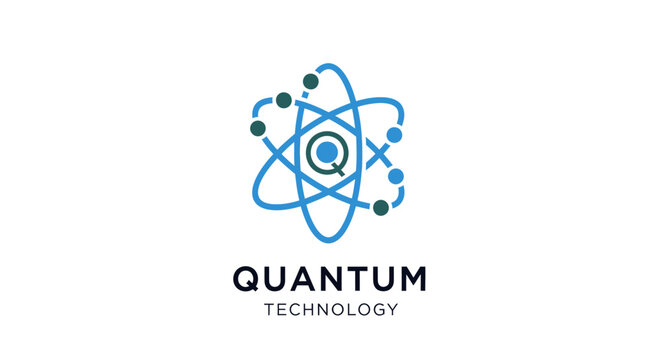 Quantum technology logo design with atom structure and letter Q, perfect for science