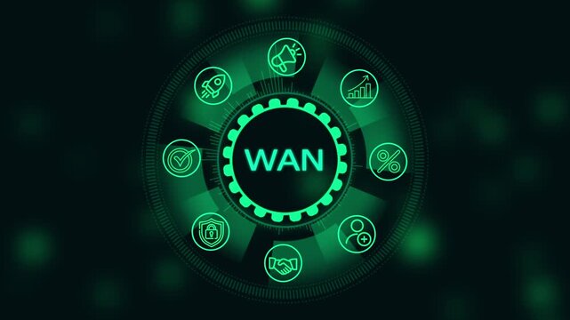 Wan wide area network concept with digital hud interface and business networking technology