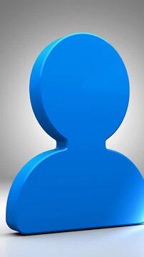 Blue 3D user profile avatar icon isolated on white