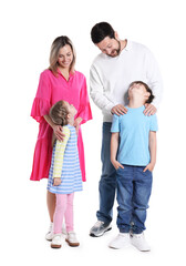 Fototapeta premium Portrait of happy family on white background