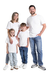 Fototapeta premium Portrait of happy family on white background