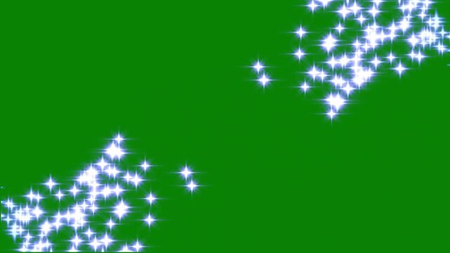 2d glitter star sparkle animation, magic line dust path, pixie dust trail, cartoon glitter, white stars and bokeh lights sparkle, magic sparkles glitter line stars, green screen 4k video.