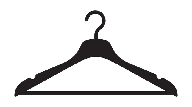 Black Clothes Hanger Silhouette On White Background