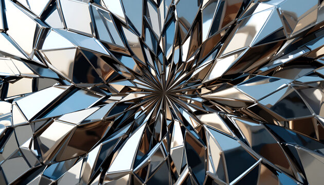 Shiny metallic geometric pattern with triangular shapes