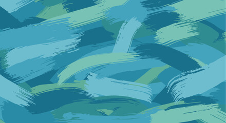 Naklejka premium Dynamic abstract brushstroke pattern in various shades of teal and blue creating a sense of movement and texture on the canvas.