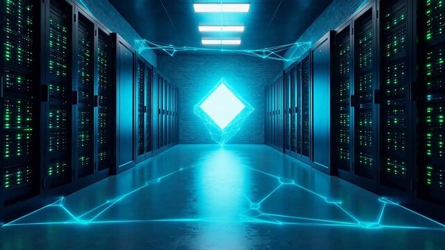 server room with glowing data racks