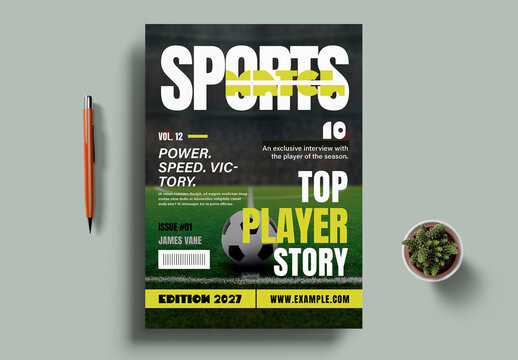 Sports Magazine Cover Template Layout