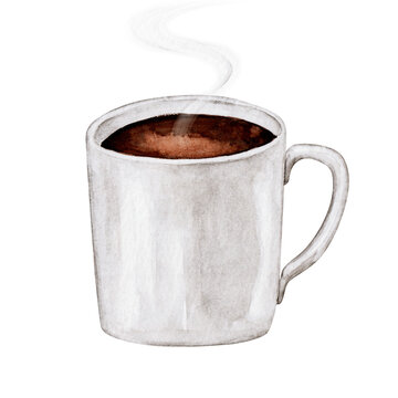 湯気が出ているコーヒー カップ　水彩 イラスト