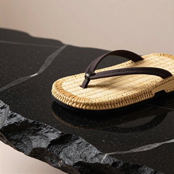Mens zori sandals on black stone