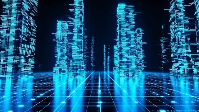 Futuristic digital cityscape