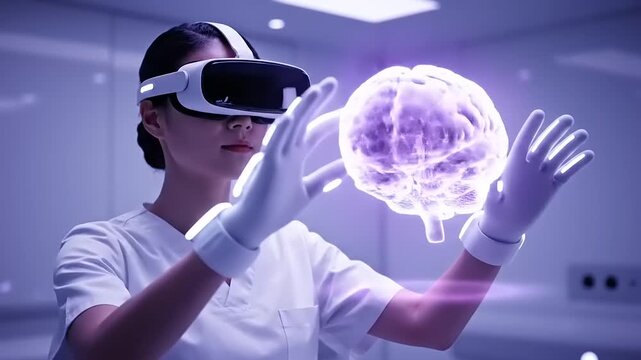 Doctor using virtual reality technology.