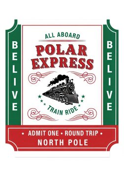 Vintage Style Polar Express Train Ride Ticket Illustration for Christm
