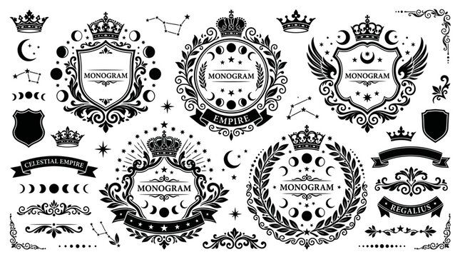 Monogram Crests and Shields Design Elements.