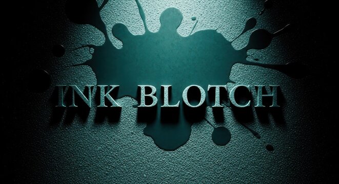 Moody Cyan Ink Splash Background with 3D INK BLOTCH Typography and Dra