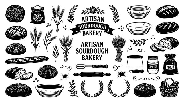 Variety of artisan sourdough bread products.