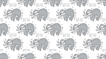 Fototapeta premium Cute Sloth Pattern