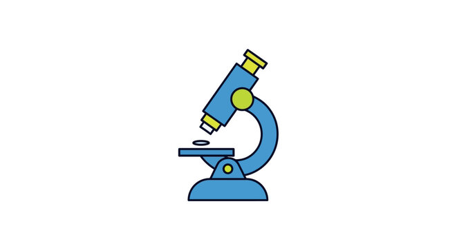 Illustration of a cartoon microscope on a white background for scientific concepts